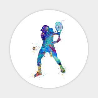 Tennis Boy Player Backhand Watercolor Silhouette Magnet